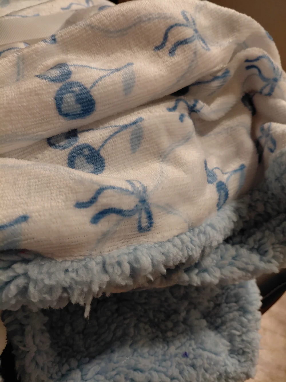 Double Layered Plush Throw - Blue and White